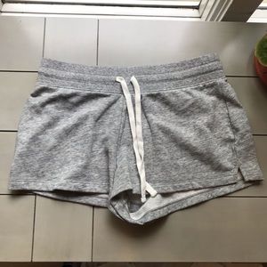 Sweatshirt material heather gray drawstring shorts
